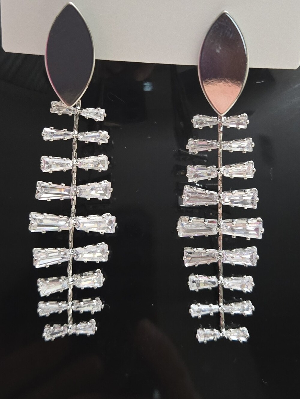 Silver Crystal Drop Earrings